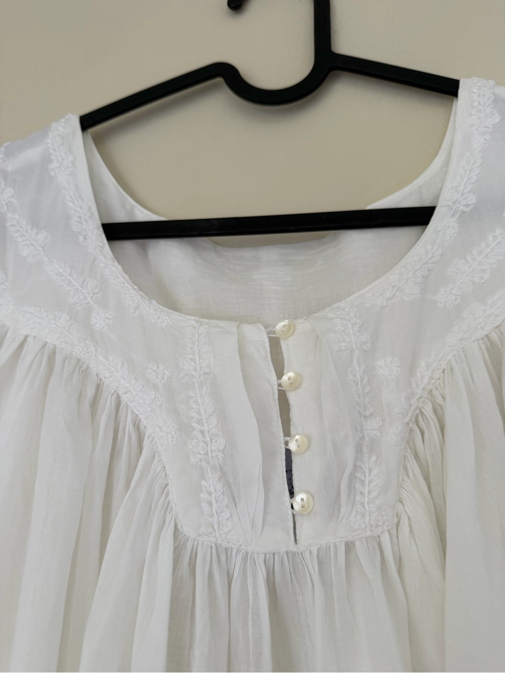 Thierry Colson White Embroidered Cotton Maxi Dress Boho Size M - Picture 3 of 6